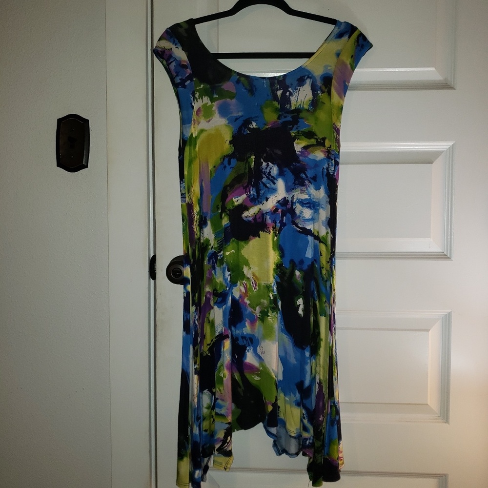 Vibrant brush stroke patterned dress